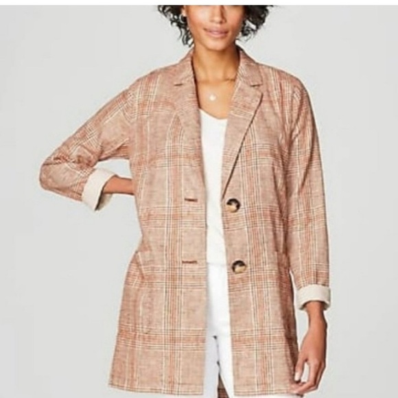 J. Jill Jackets & Blazers - J. Jill Women's Beige Plaid Blazer sze Large Petite